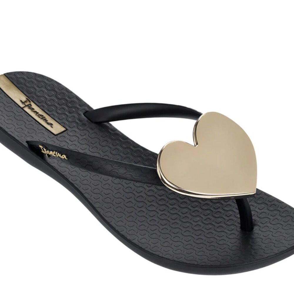 Ipanema Wave Heart Sandals - Black/Gold